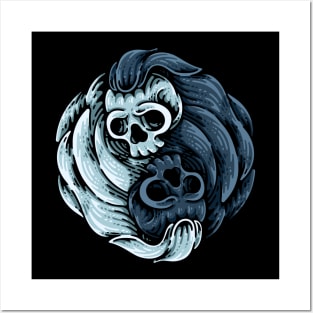 Yin Yang Skull Posters and Art